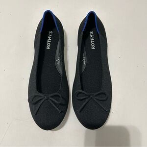 Like New Rothy's Black Bow Women's Flats Round Toe Ballerina